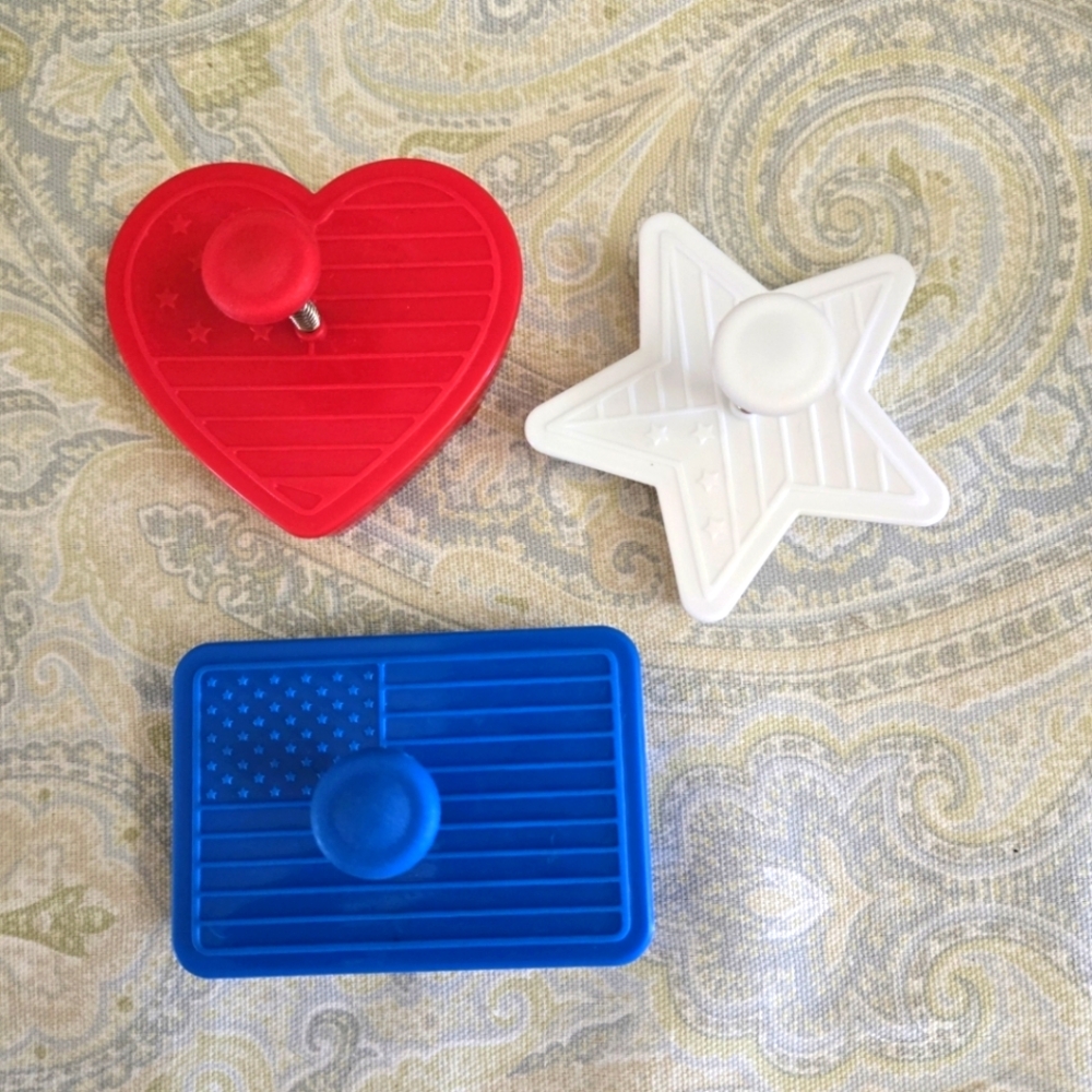 Patriotic Red Heart, White Star, Blue Flag  Cutters